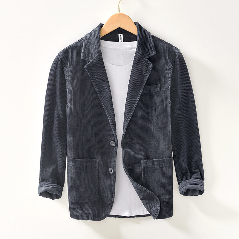 Men’s Casual Loose Cotton Corduroy Suit Jacket