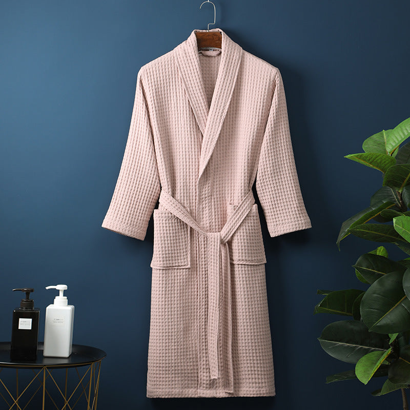 Pure Cotton Long Waffle Bathrobe