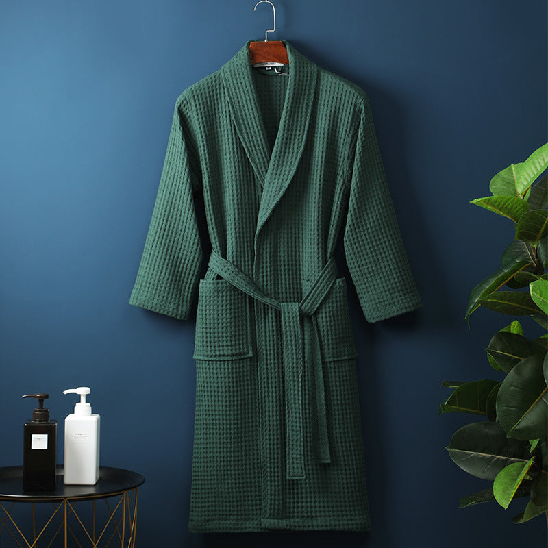 Pure Cotton Long Waffle Bathrobe