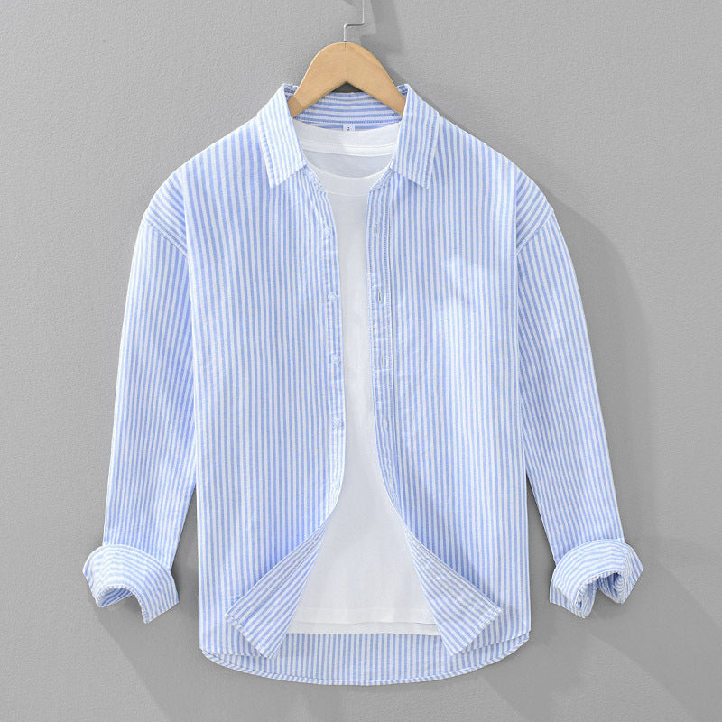 Vertical Striped Long-sleeved  Cotton Men's Shirt