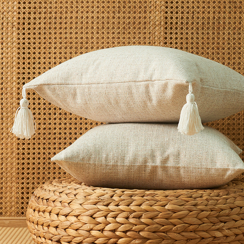 Cotton Linen Fringe Pillow