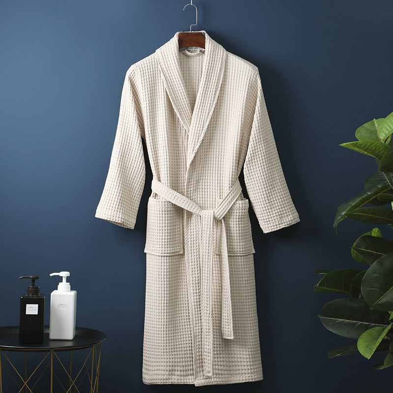 Pure Cotton Long Waffle Bathrobe