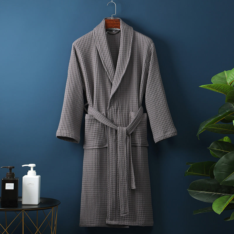Pure Cotton Long Waffle Bathrobe