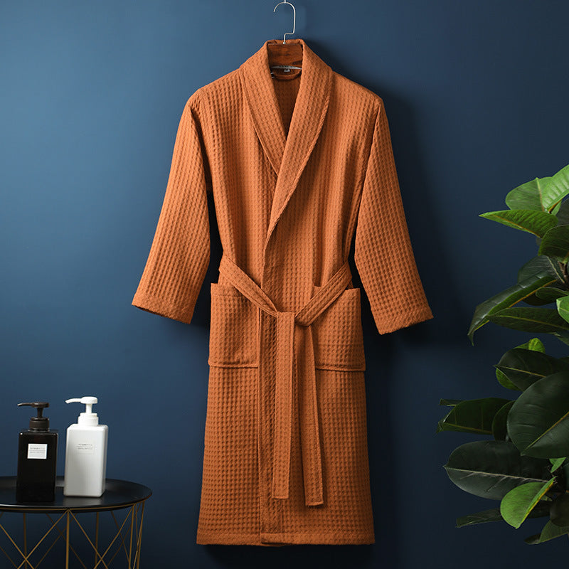 Pure Cotton Long Waffle Bathrobe
