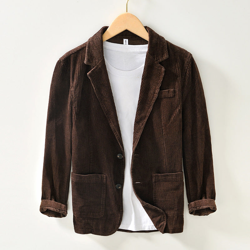 Men’s Casual Loose Cotton Corduroy Suit Jacket