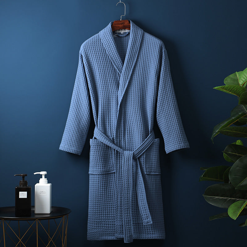 Pure Cotton Long Waffle Bathrobe