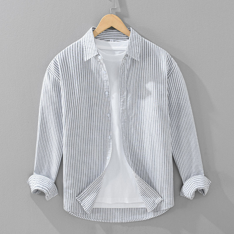 Vertical Striped Long-sleeved  Cotton Men's Shirt