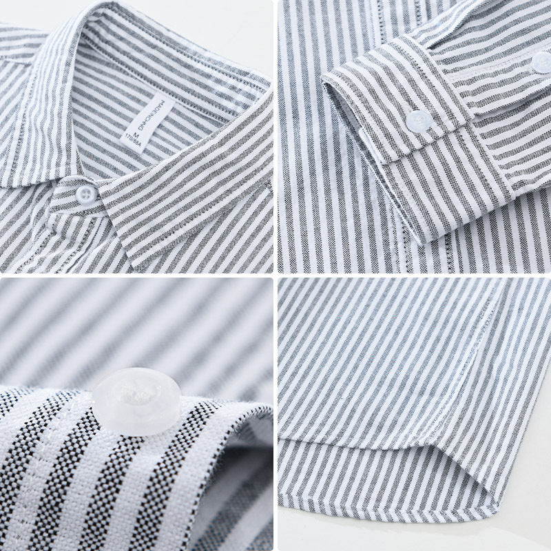 Vertical Striped Long-sleeved  Cotton Men's Shirt