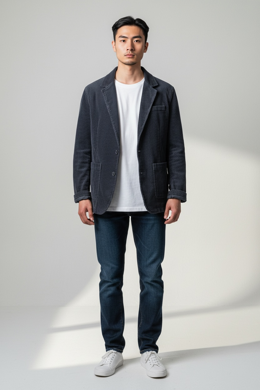 Men’s Casual Loose Cotton Corduroy Suit Jacket