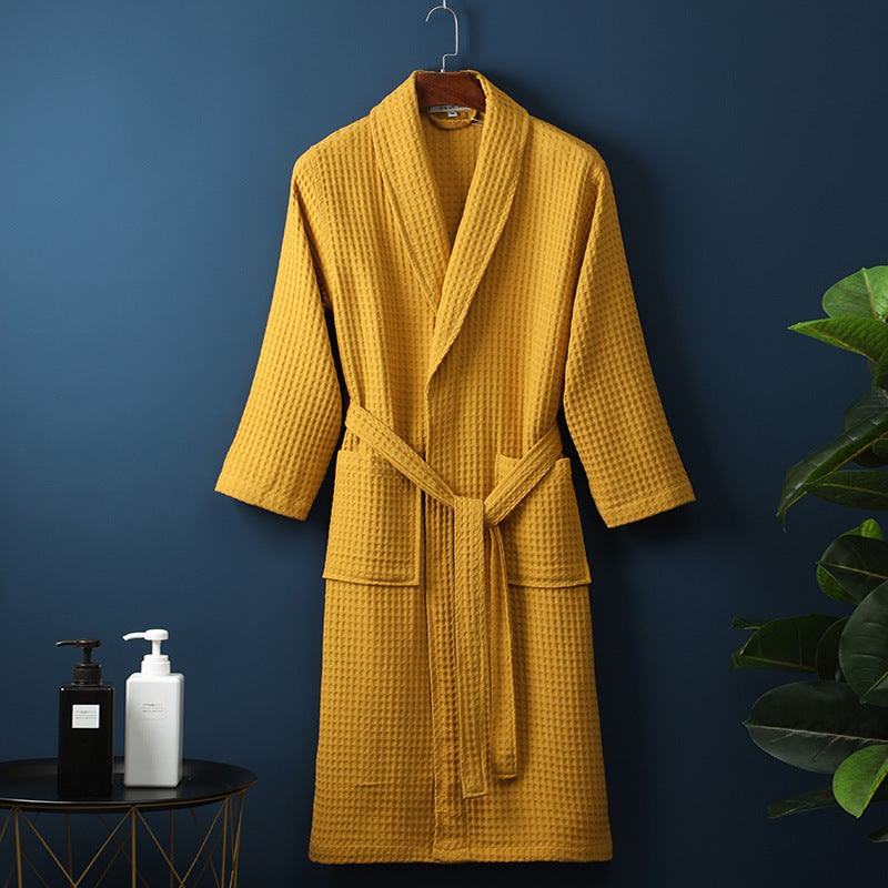 Pure Cotton Long Waffle Bathrobe