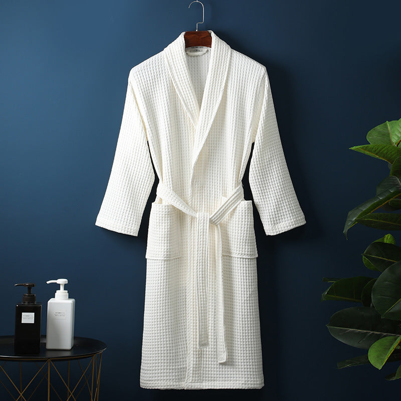 Pure Cotton Long Waffle Bathrobe