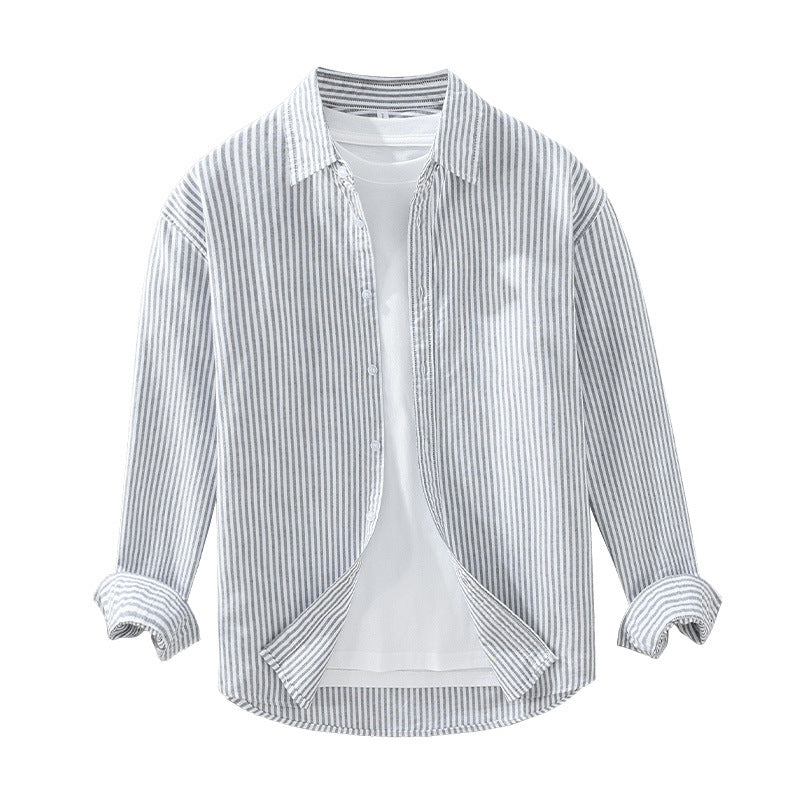 Vertical Striped Long-sleeved  Cotton Men's Shirt