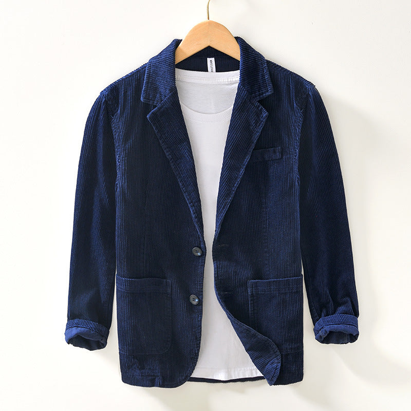 Men’s Casual Loose Cotton Corduroy Suit Jacket