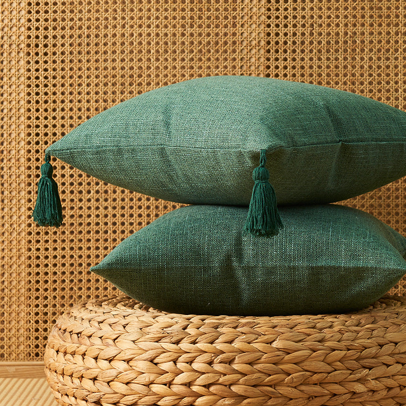 Cotton Linen Fringe Pillow