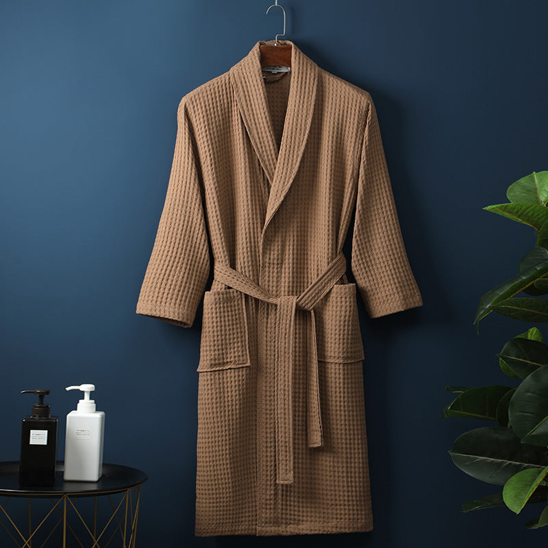 Pure Cotton Long Waffle Bathrobe